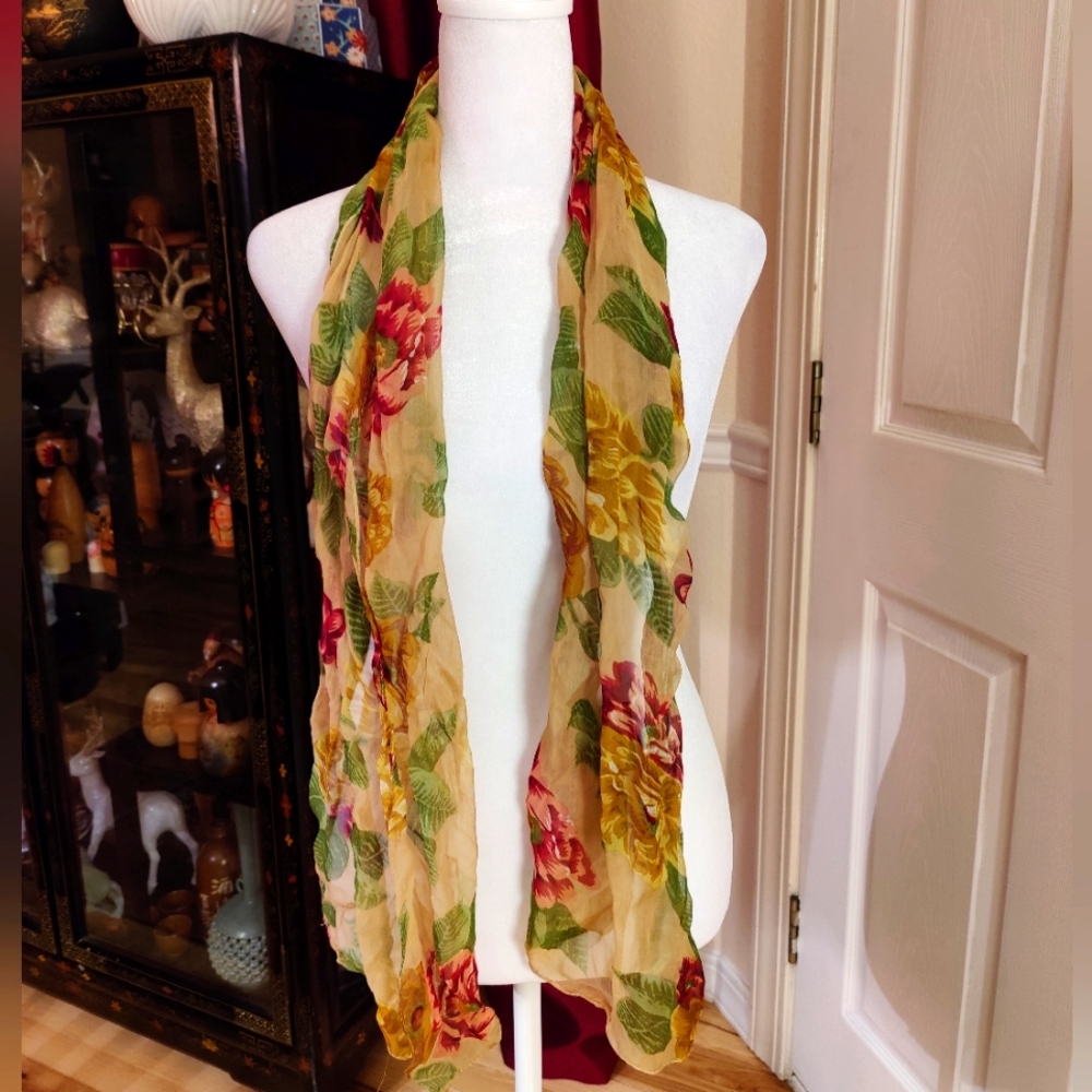 1990's New York and Co Floral Skinny Scarf